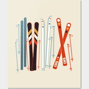 Retro ski illustration Posters and Art